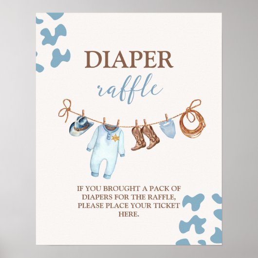 Een kleine Cowboy Blue Diaper Raffle teken Poster (Voorkant)