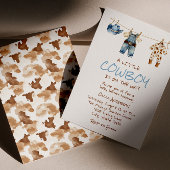 Een kleine Cowboy Clothesline Blue West Baby showe Kaart