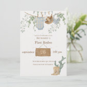 Een kleine cowboy eerste verjaardag kaart (Staand voorkant)