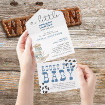 Een kleine cowboy is in de weg Western Baby shower
