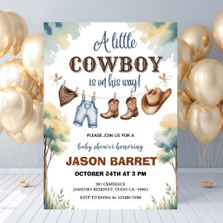 "Een kleine cowboy is onderweg" Baby Shower Kaart