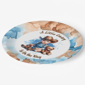 Een kleine cowboy is onderweg | Baby Shower Papieren Bordje (Gekanteld)