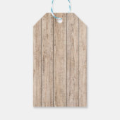 Een kleine cowboy is onderweg blauw geel Western Cadeaulabel (Achterkant)