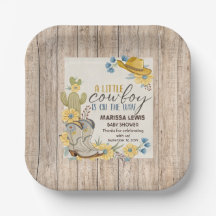 Een kleine cowboy is onderweg blauw geel Western