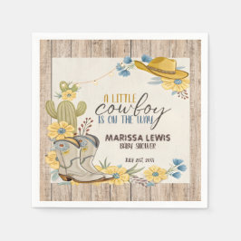 Een kleine cowboy is onderweg blauw geel Western Servet