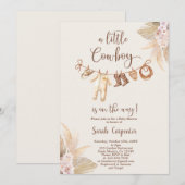 Een kleine cowboy is onderweg naar Baby shower Boy Kaart (Voorkant / Achterkant)