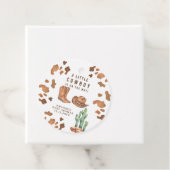 Een kleine cowboy is onderweg naar het Baby shower Bedankjes Labels (In situ)