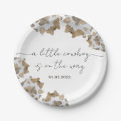 Een kleine cowboy is onderweg papieren bordje (Voorkant)