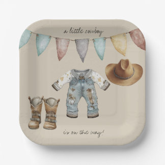 Een kleine cowboy is op de Way Paper Bord