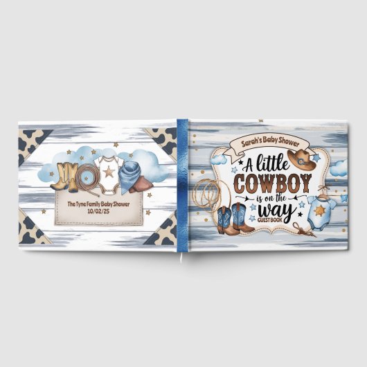 Een kleine cowboy is op de weg Baby shower Gastenboek (Volledig)