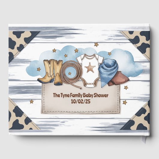 Een kleine cowboy is op de weg Baby shower Gastenboek (Achterkant)