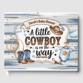 Een kleine cowboy is op de weg Baby shower Gastenboek (Voorkant)