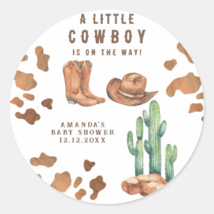 Een kleine cowboy is op komst Baby Shower  Ronde Sticker