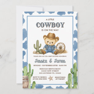 Een kleine cowboy is op komst Blauwe baby shower Kaart