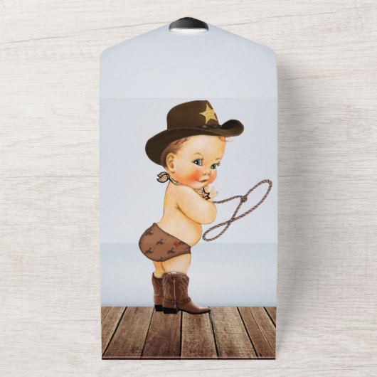Een Kleine Cowboy Is Op Weg Baby Shower All In One Uitnodiging (Buitenkant)