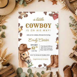Een Kleine Cowboy Is Op Weg Baby Shower Kaart