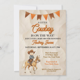Een Kleine Cowboy Is Op Weg Baby Shower Kaart