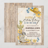 Een Kleine Cowboy Is Op Weg Bleu Geel Western Kaart (Voorkant / Achterkant)