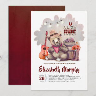 Een kleine cowboy is op weg naar Beer Baby shower Kaart