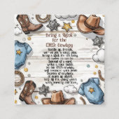 Een kleine cowboy is op weg naar het Baby shower Informatiekaartje (Voorkant)