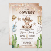 Een kleine cowboy is op weg naar het Baby shower Kaart (Voorkant / Achterkant)