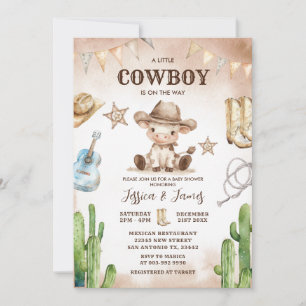 Een kleine cowboy is op weg naar het Baby shower Kaart