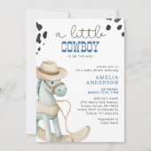 Een kleine cowboy is op weg naar het Baby shower Kaart (Voorkant)