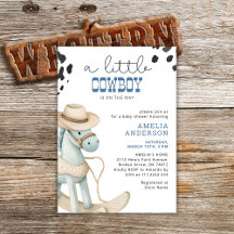 Een kleine cowboy is op weg naar het Baby shower