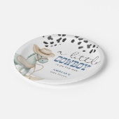 Een kleine cowboy is op weg naar het Baby shower Papieren Bordje (Gekanteld)