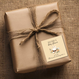 Een kleine cowboy is op zijn Weg Western Baby show Vierkante Sticker