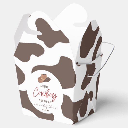 Een kleine Cowboy Koe Boy Rodeo Western Baby showe Bedankdoosjes (Geopend)