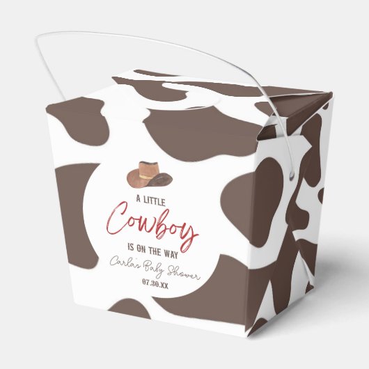 Een kleine Cowboy Koe Boy Rodeo Western Baby showe Bedankdoosjes (Achterkant)