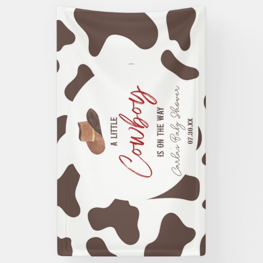 Een kleine Cowboy Koe Boy Rodeo Western Baby showe Spandoek (Verticaal)