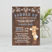 Een kleine Cowboy opzadelen is z'n manier Baby sho Kaart (Staand voorkant)