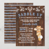 Een kleine Cowboy opzadelen is z'n manier Baby sho Kaart (Voorkant / Achterkant)