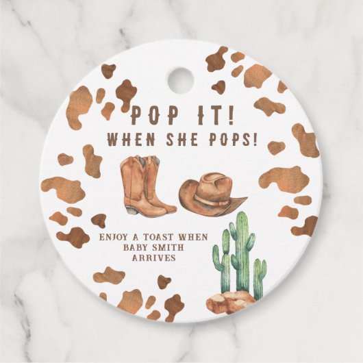 Een kleine cowboy POP! Baby Shower Bedankjes Labels (Voorkant)