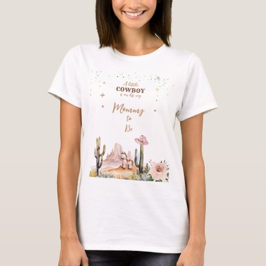 Een kleine Cowboy Rustic Wild West Boy Mama om te  T-shirt (Voorkant)