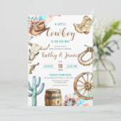 Een kleine cowboy rustiek Western Baby shower Kaart (Staand voorkant)