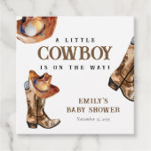 Een kleine cowboy Western Baby shower Bedankjes Labels (Voorkant)