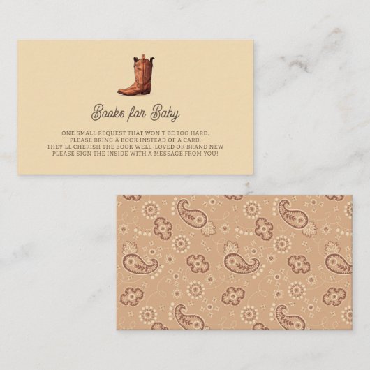 Een kleine Cowboy Western Baby shower Behuizing Au Informatiekaartje (Voorkant / Achterkant)