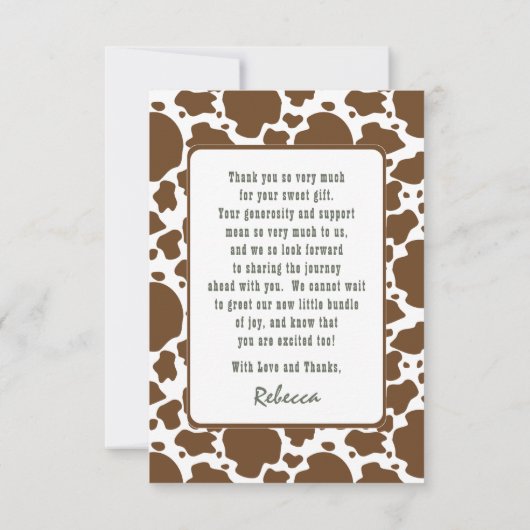 Een kleine Cowboy Western Baby shower Dank je wel Bedankkaart (Achterkant)