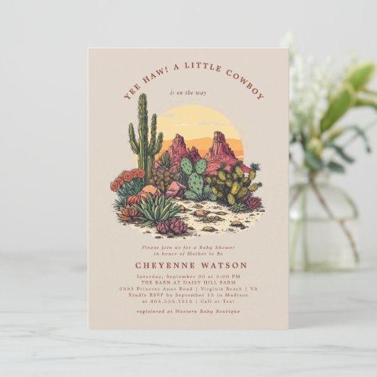 Een kleine cowboy Western Baby shower Kaart (Staand voorkant)