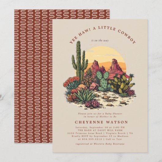 Een kleine cowboy Western Baby shower Kaart (Voorkant / Achterkant)