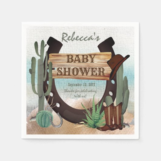 Een kleine Cowboy Western Baby shower Napkins Servet (Voorkant)