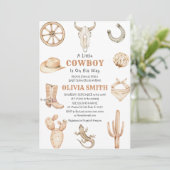 Een kleine cowboy Western Baby shower uitnodiging (Staand voorkant)