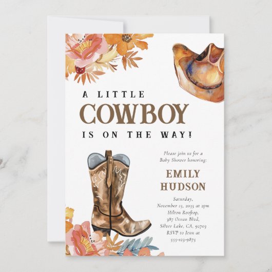 Een kleine cowboy Western Baby shower uitnodiging (Voorkant)