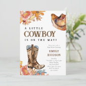 Een kleine cowboy Western Baby shower uitnodiging (Staand voorkant)