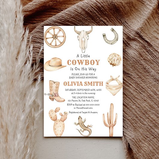 Een kleine cowboy Western Baby shower uitnodiging