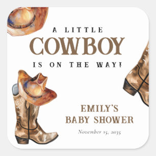 Een kleine cowboy Western Baby shower Vierkante Sticker