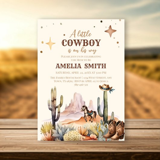 Een kleine cowboy Western Boy Brown Baby shower Kaart